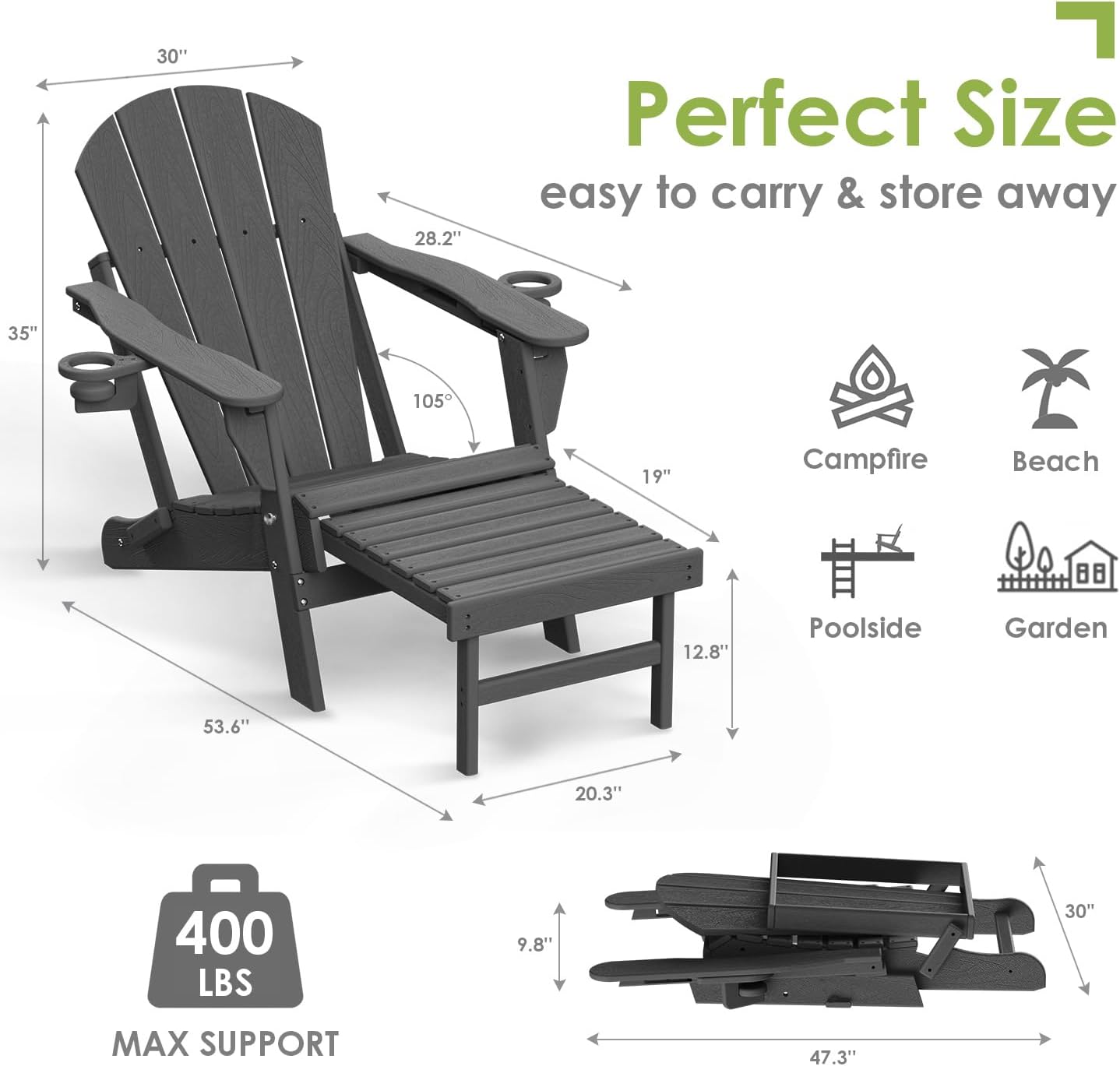 TREVALIS All-Weather Adirondack Chair